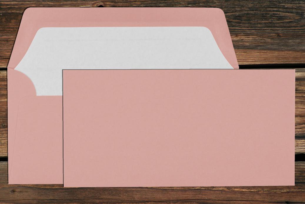 Briefhüllen mit Seidenfutter DL 110x220 mm Nassklebend Rose gerippt 100 g/qm